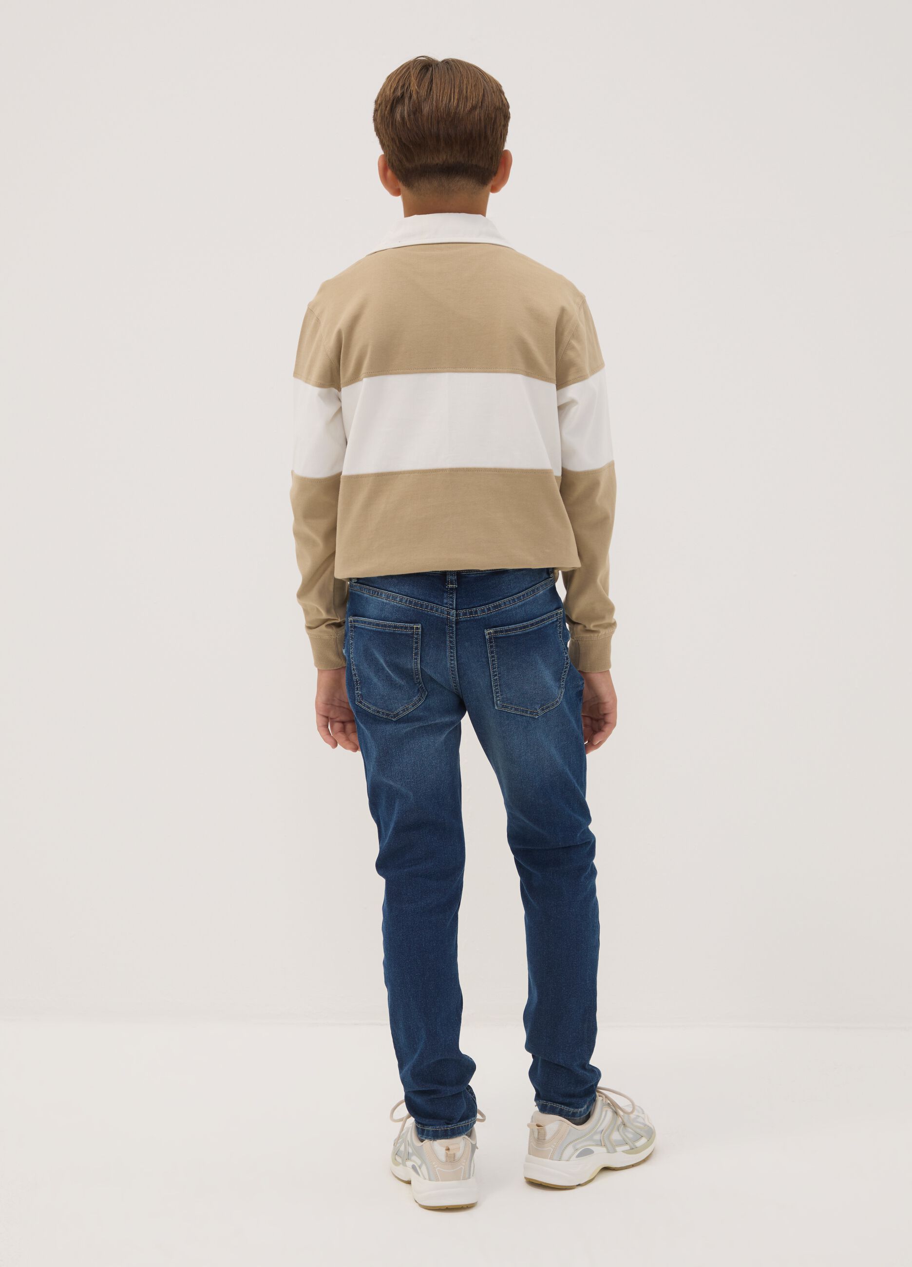 Boys' blue slim-fit stretch cotton jeans