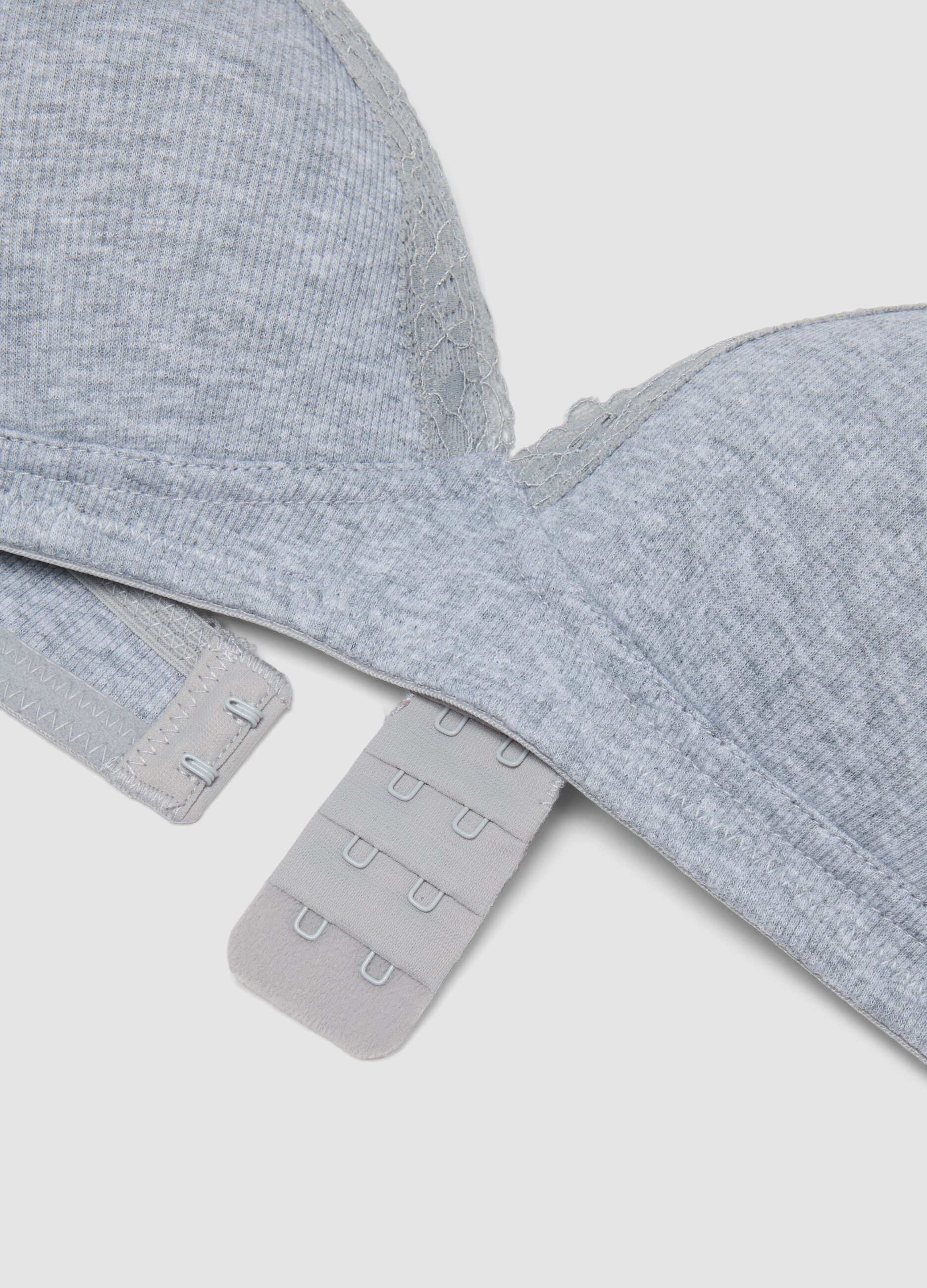 Grey padded bra in stretch organic cotton