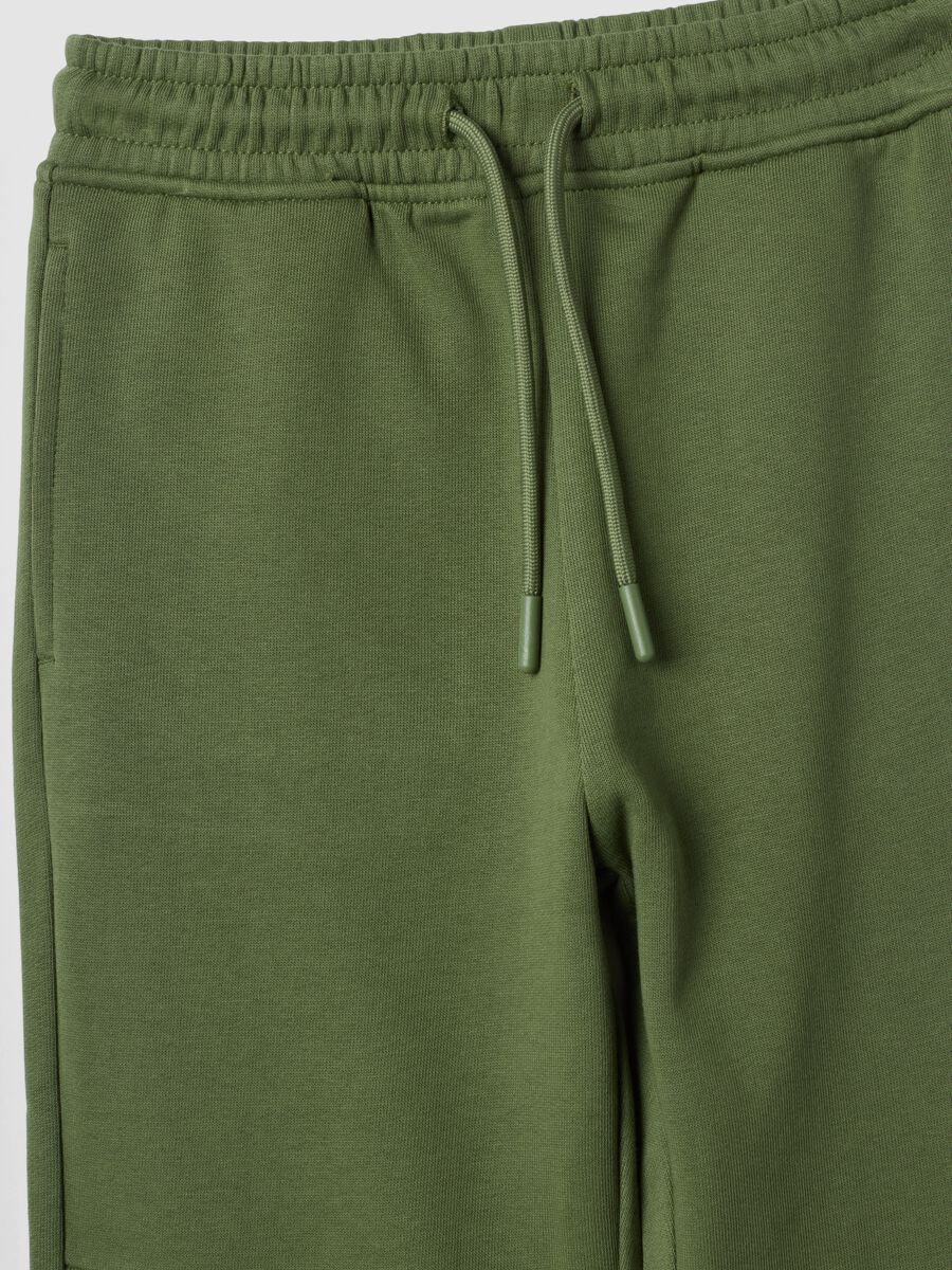 Green pure cotton joggers, regular fit_2