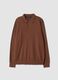 Polo marrone in misto cotone e cashmere a maniche lunghe regular fit_0