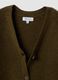 Green stretch wool cardigan with deep V-neck, oversized fit_1