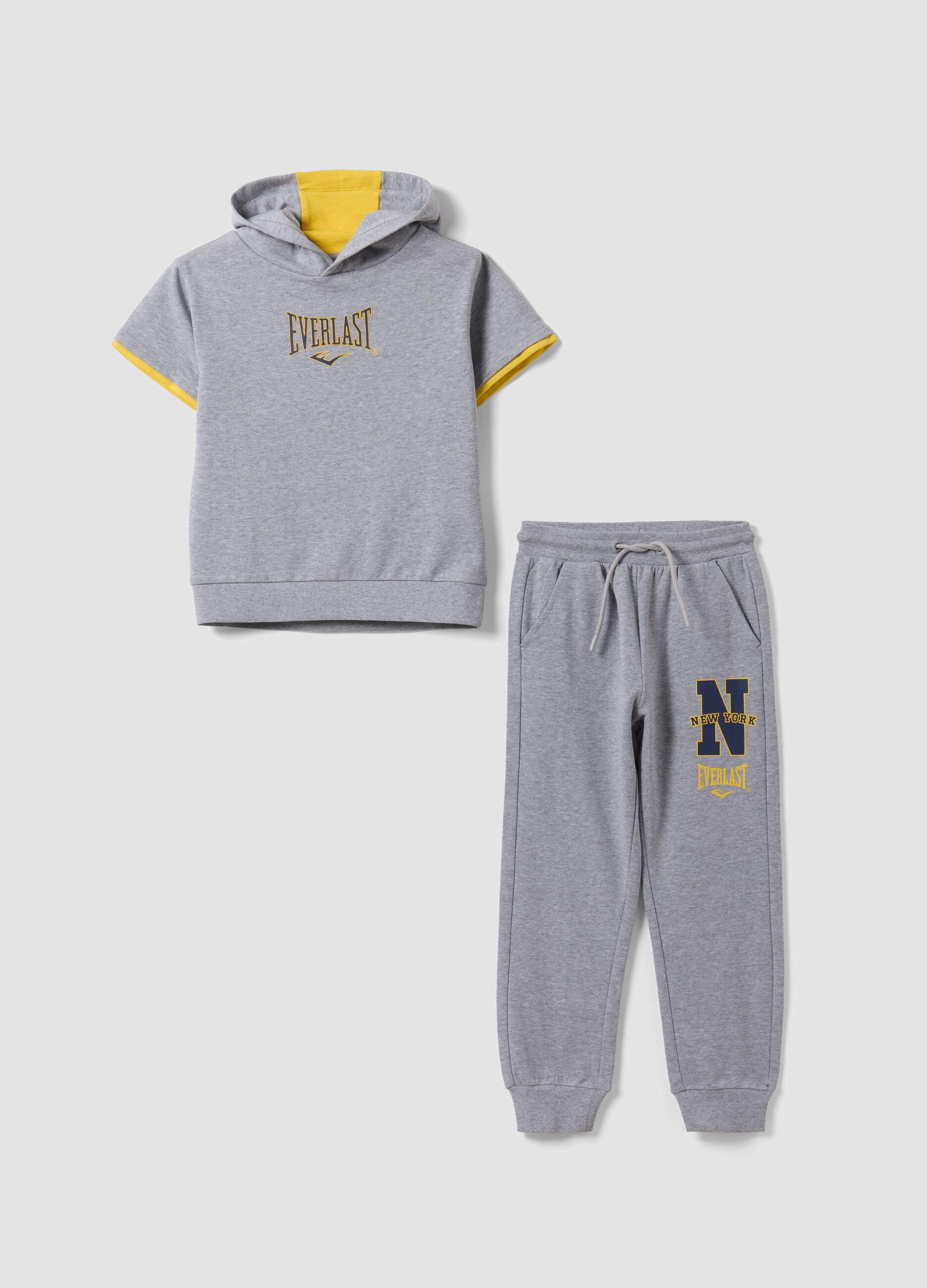 Grey pure cotton jogging set with sweatshirt and trousers for boys