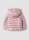 Pink Ultralight Hooded Puffer Jacket with Zip for Girls_1