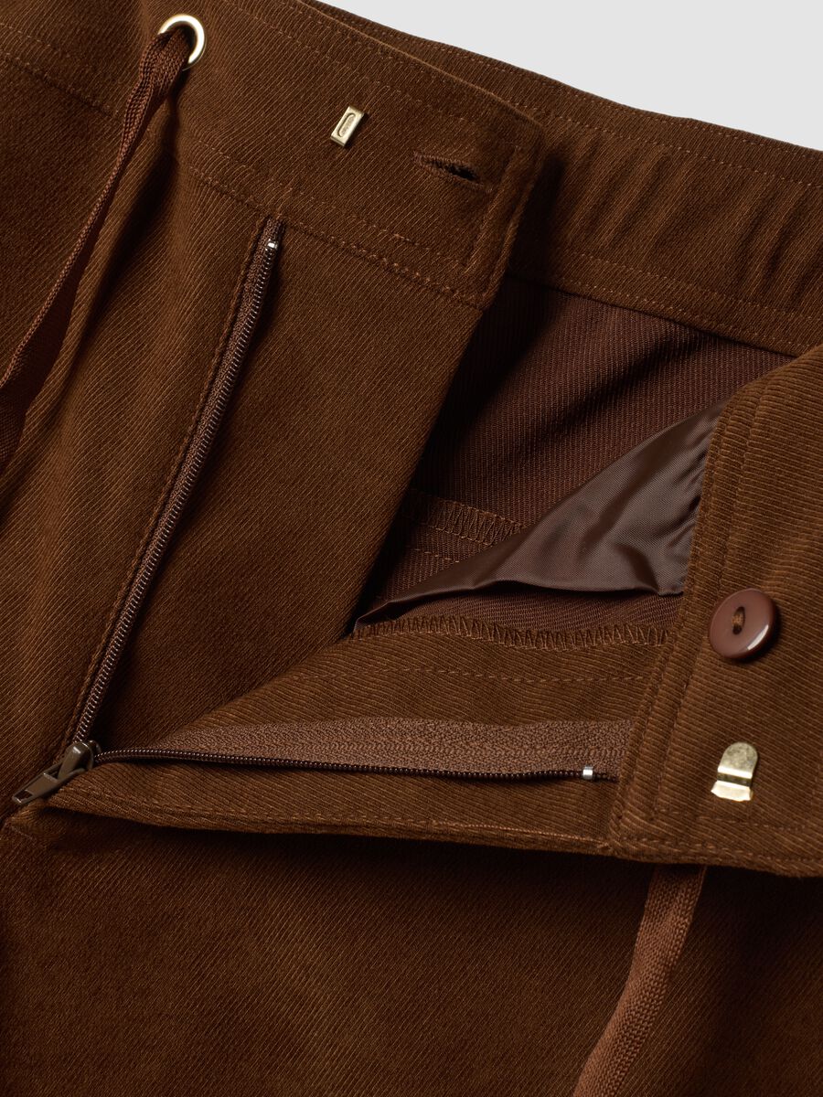 Brown stretch-fabric straight-fit trousers_5
