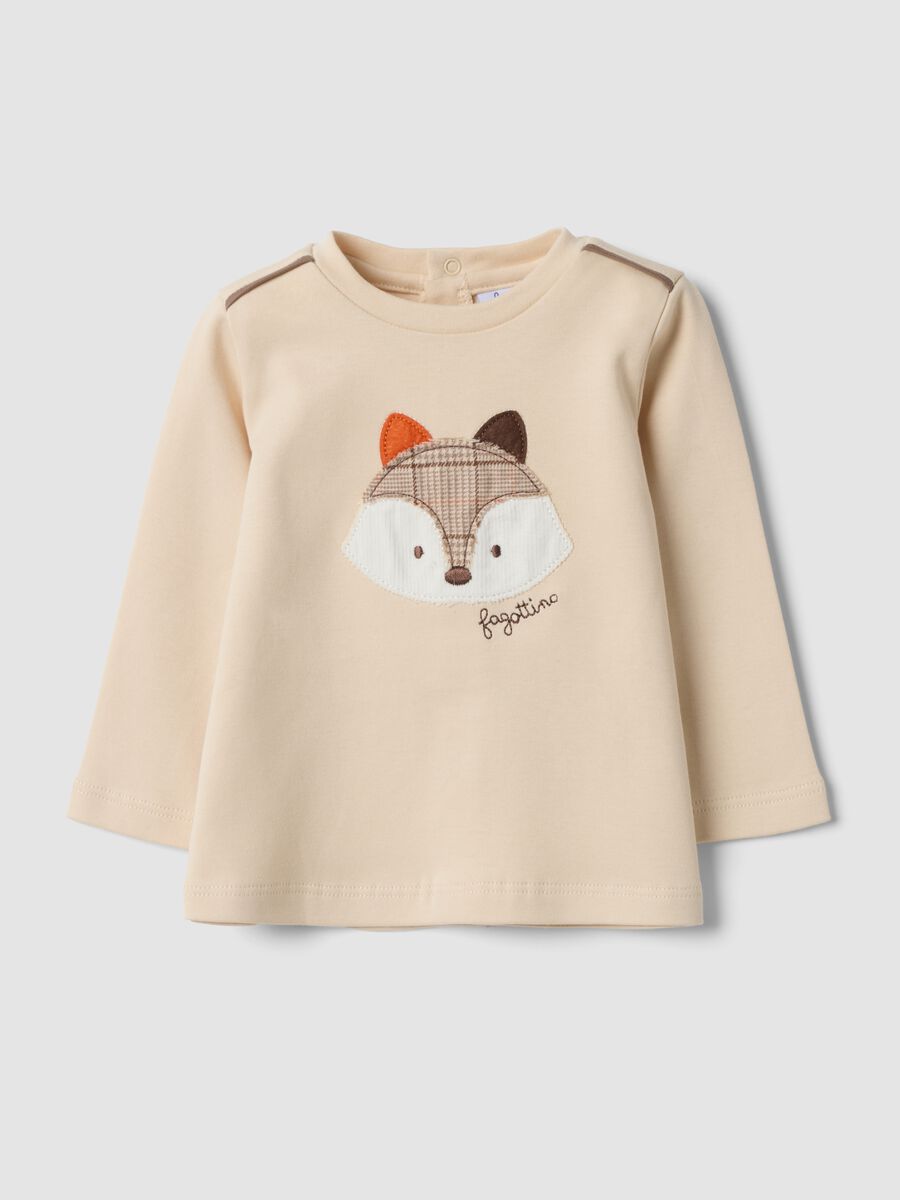 Beige organic cotton crew-neck T-shirt_0