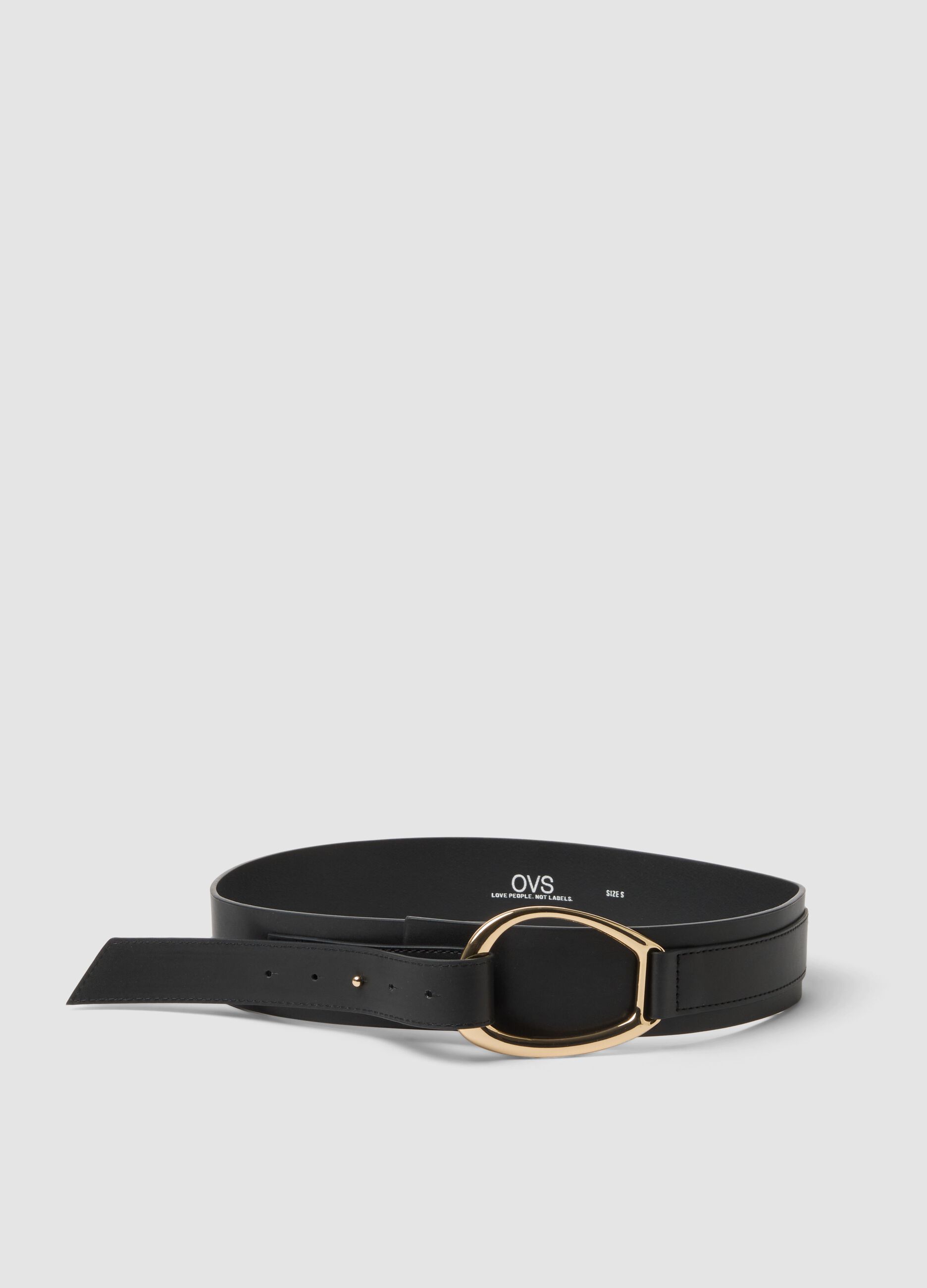 Black belt with gold oval buckle