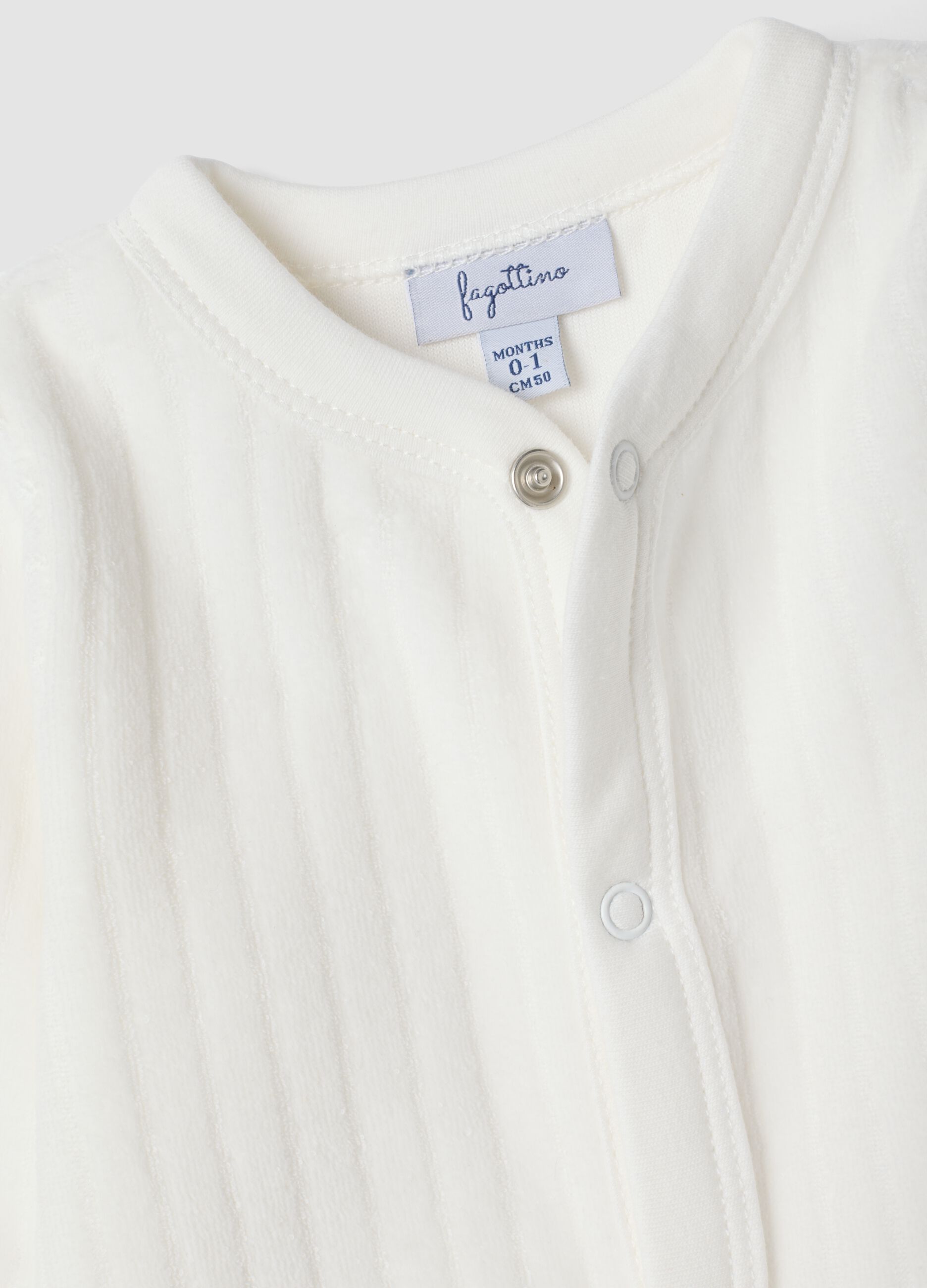 White organic cotton-blend baby sleepsuit with feet