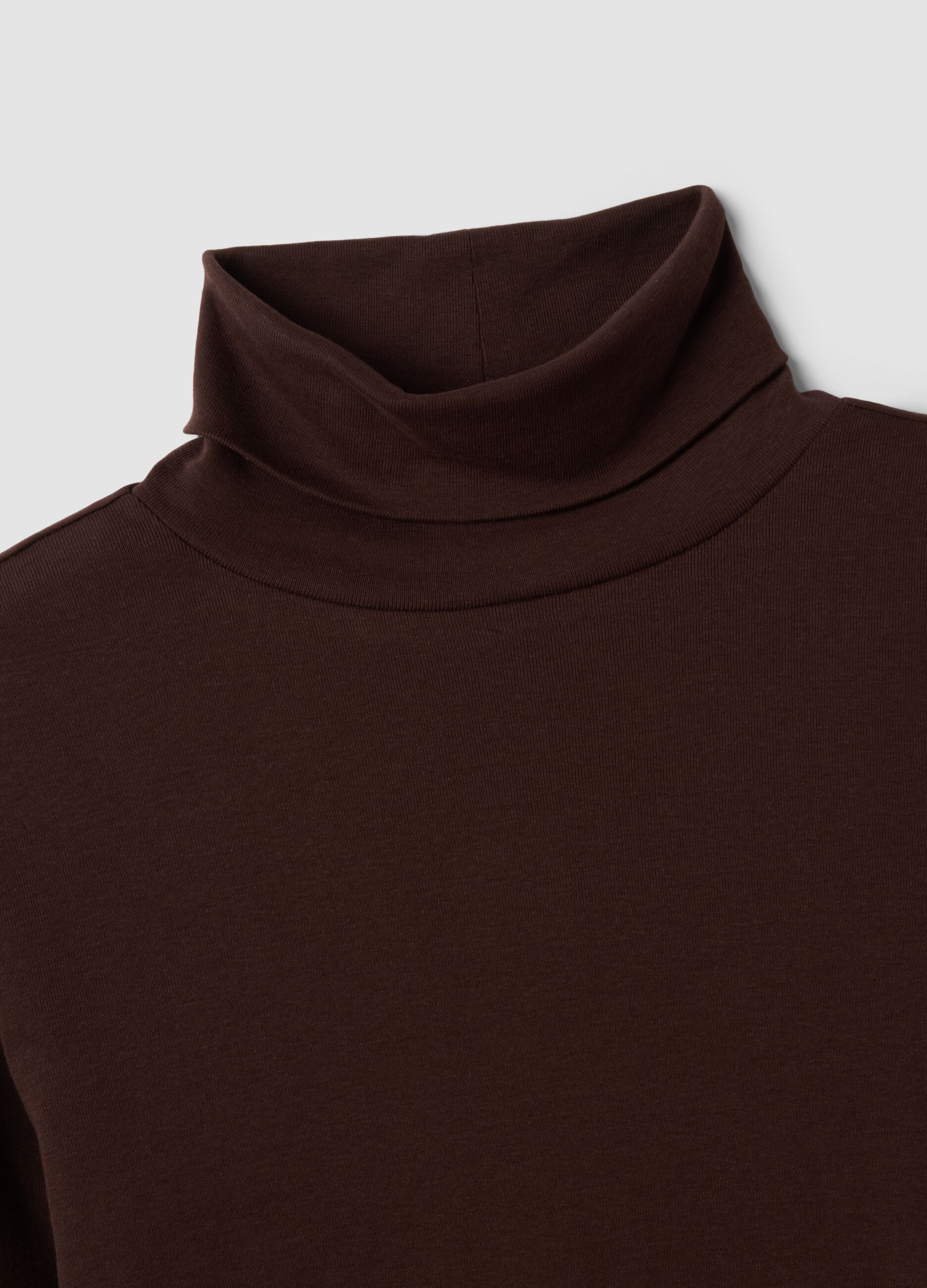 Brown pure cotton crew-neck T-shirt
