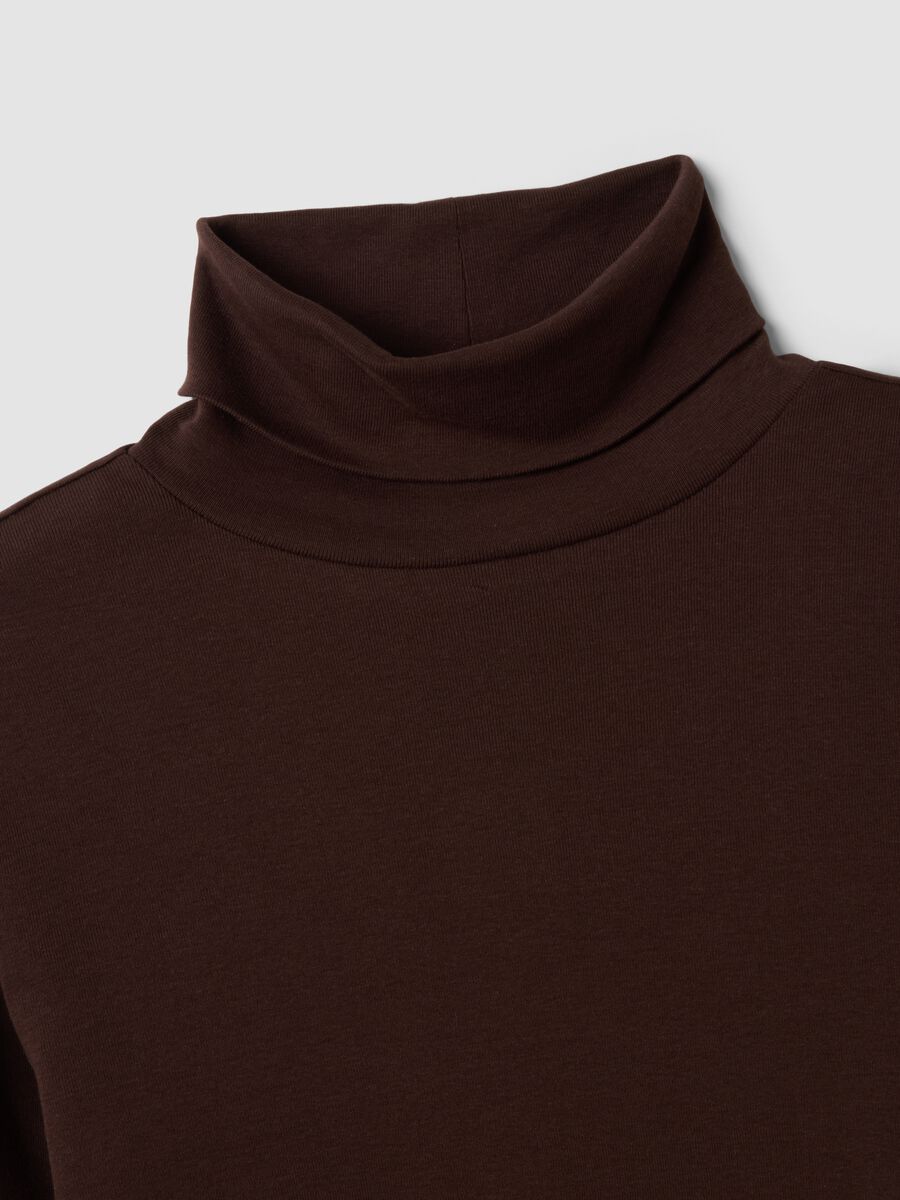 Brown pure cotton crew-neck T-shirt_5