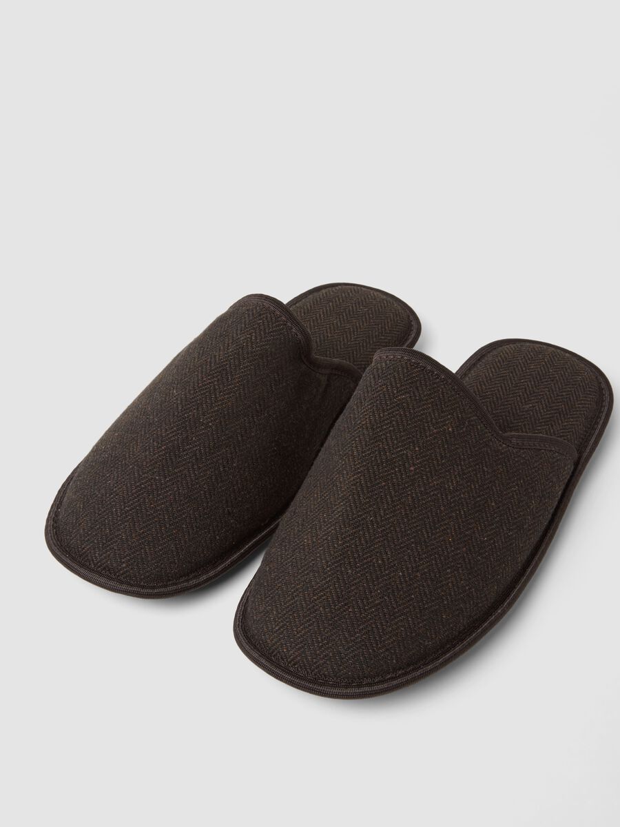 Brown herringbone house slippers_2