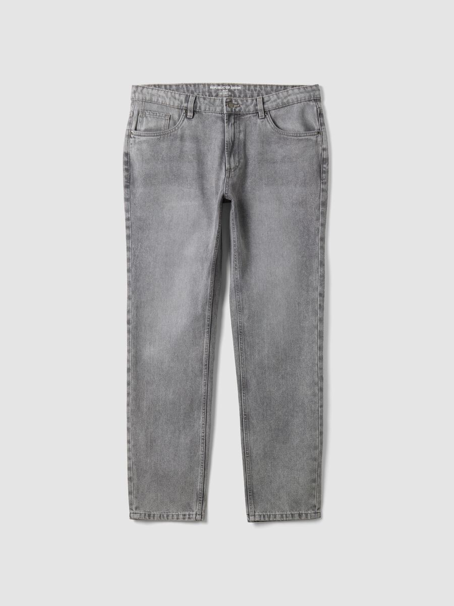 Grey slim-fit jeans in cotton and viscose blend_4