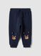 Blue pure cotton over-fit joggers with teddy bear print_0