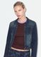 Blue slim-fit jacket in stretch cotton denim with zip_0