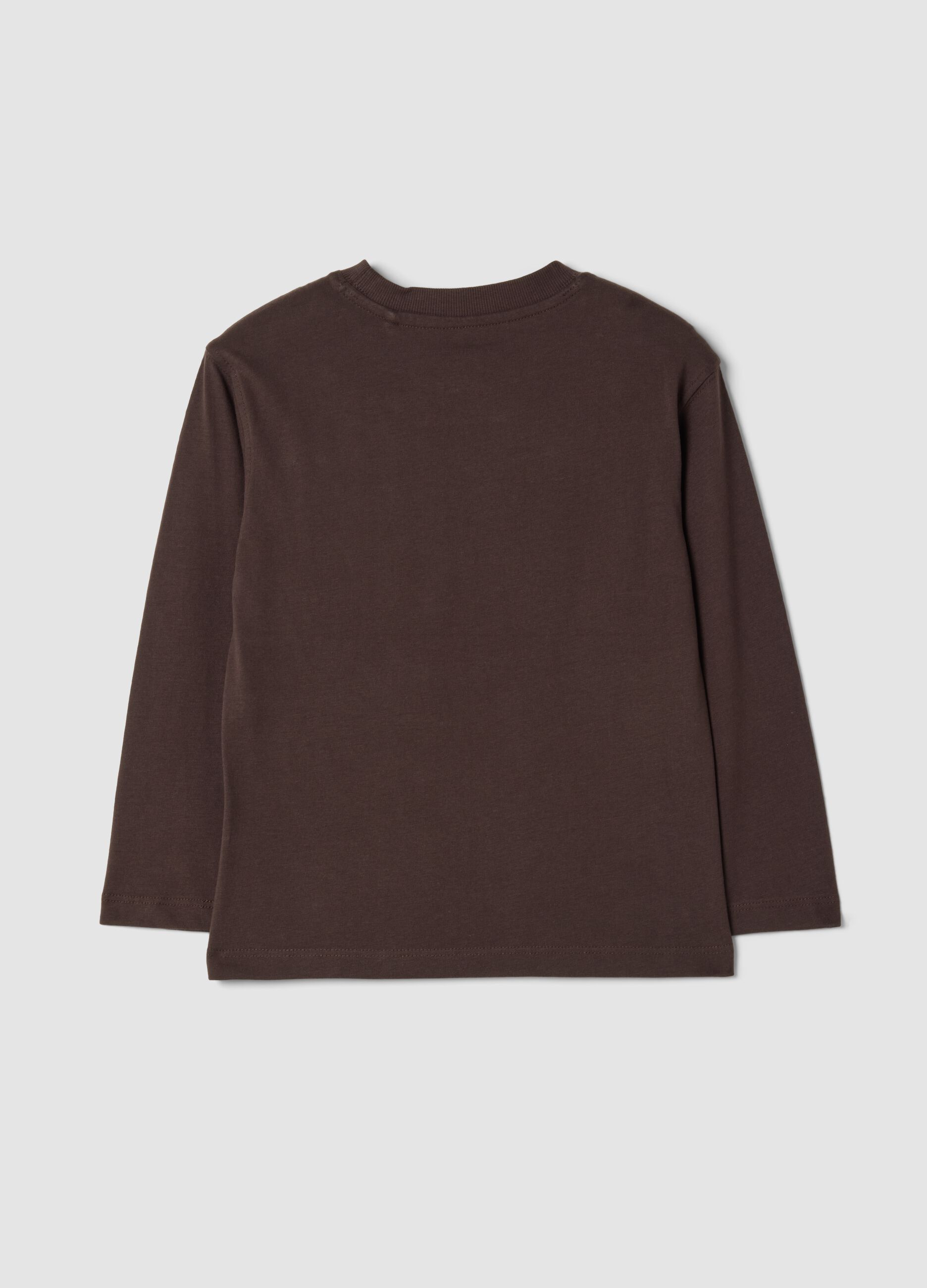 T-shirt marrone in puro cotone organico con stampa over fit