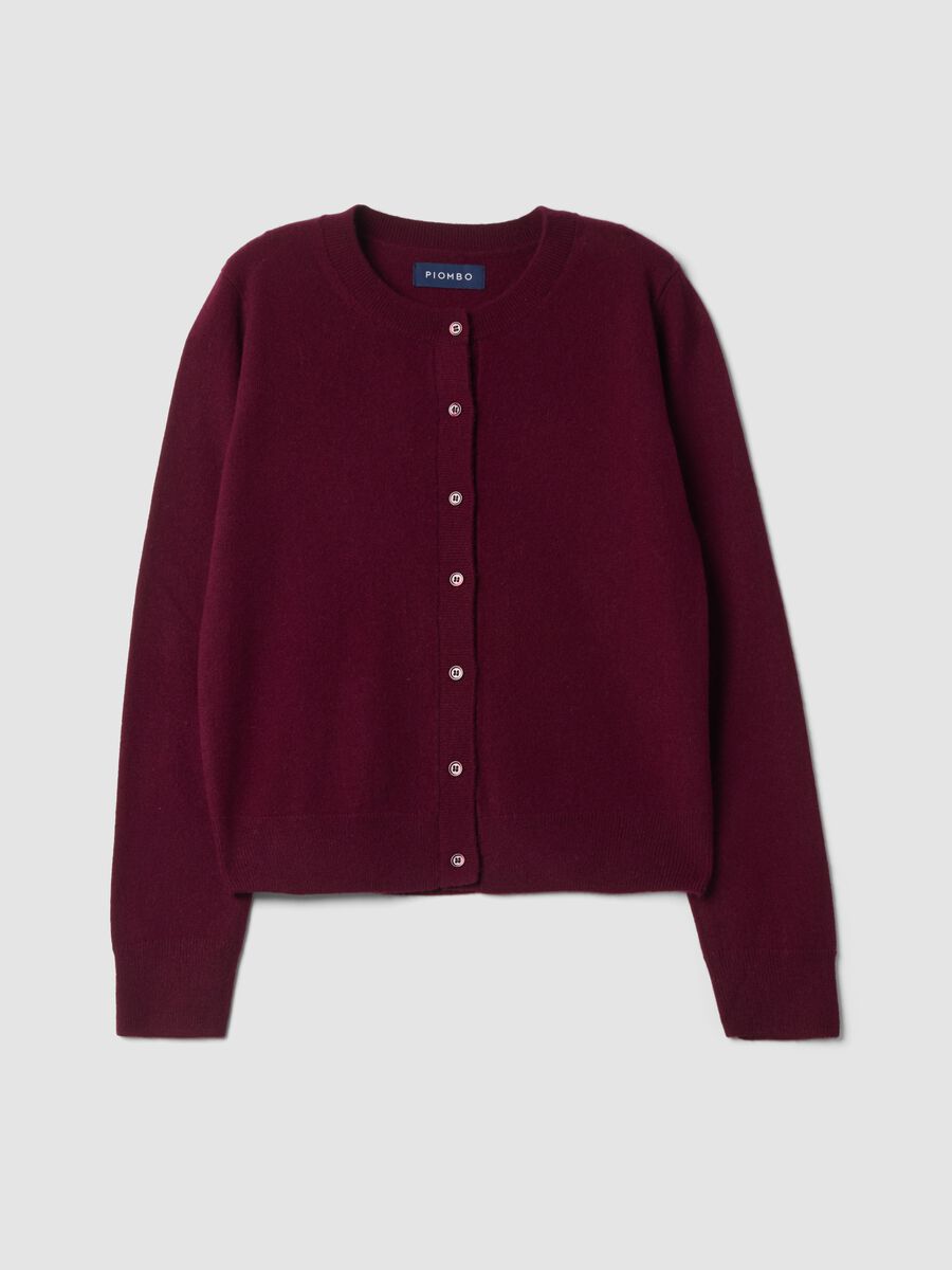 Red crew-neck pure cashmere cardigan_0