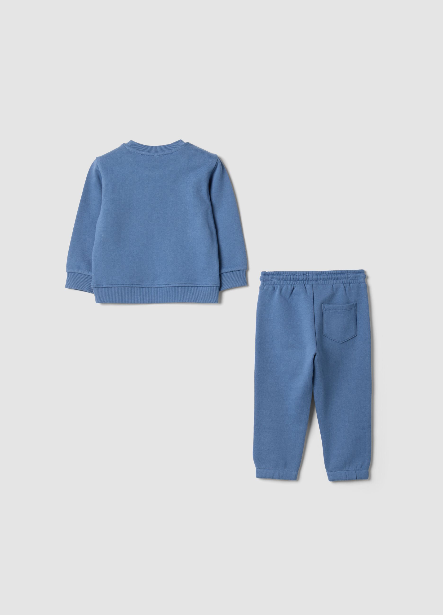 Blue pure cotton jogging set with teddy bear print