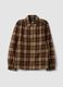 Brown checked shirt with classic collar_0