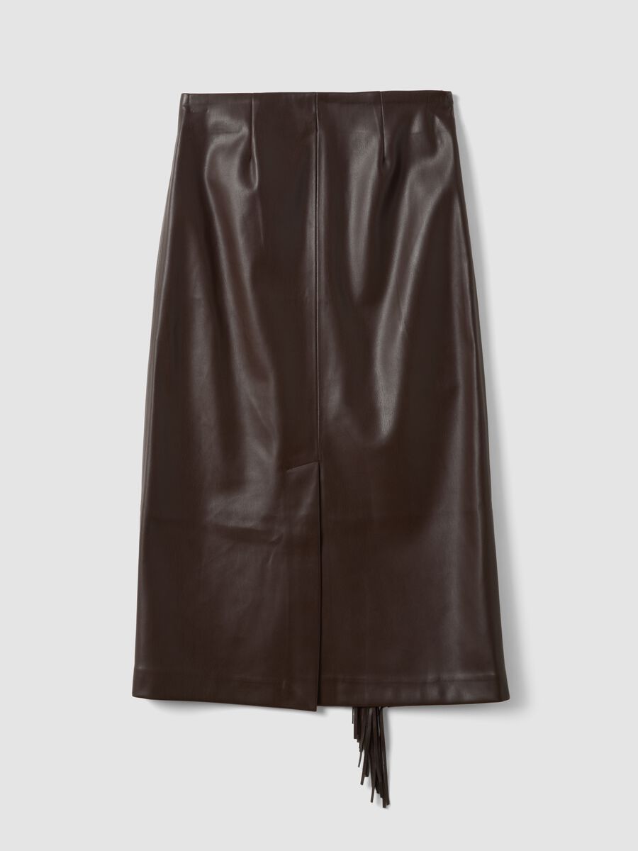Brown midi skirt with fringe_2