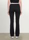 Black flared ribbed pure cotton leggings_3