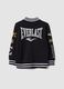 Black pure cotton college-style sweatshirt with logo, regular fit for boys_1