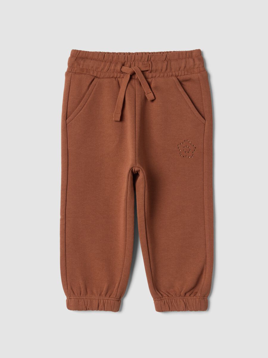 Brown pure cotton joggers, regular fit_0