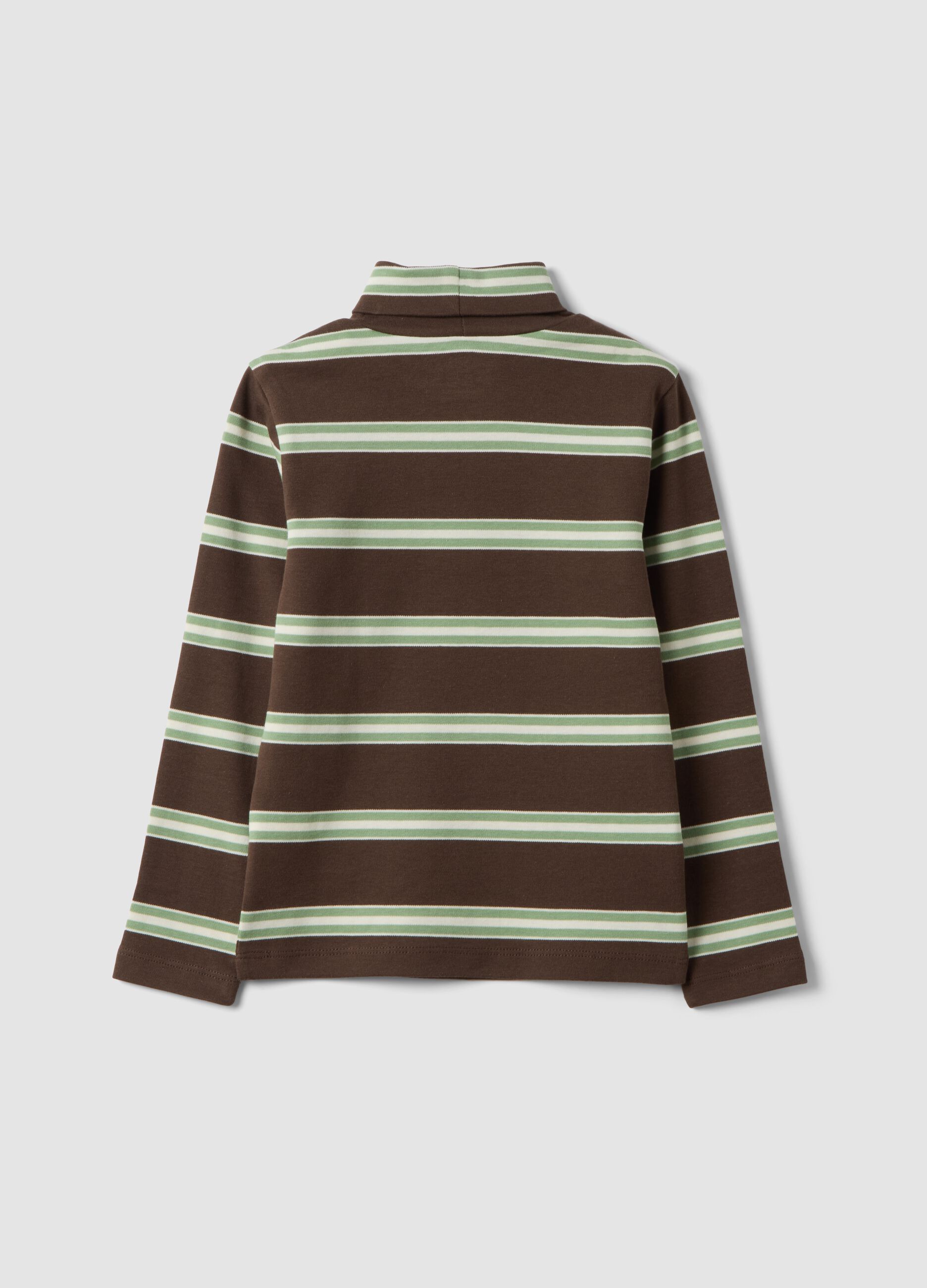 Light brown organic cotton polo-neck T-shirt