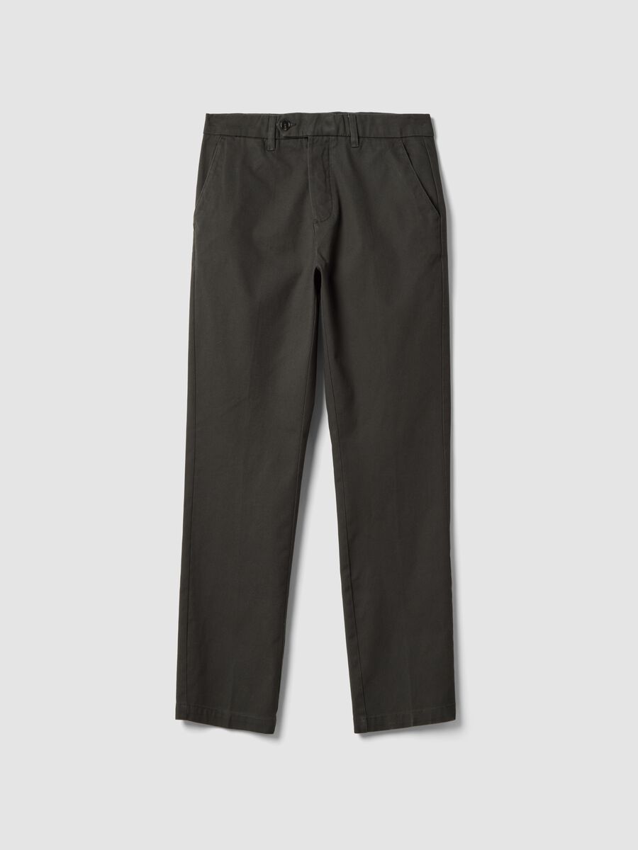 Green cotton chino trousers, regular fit_0