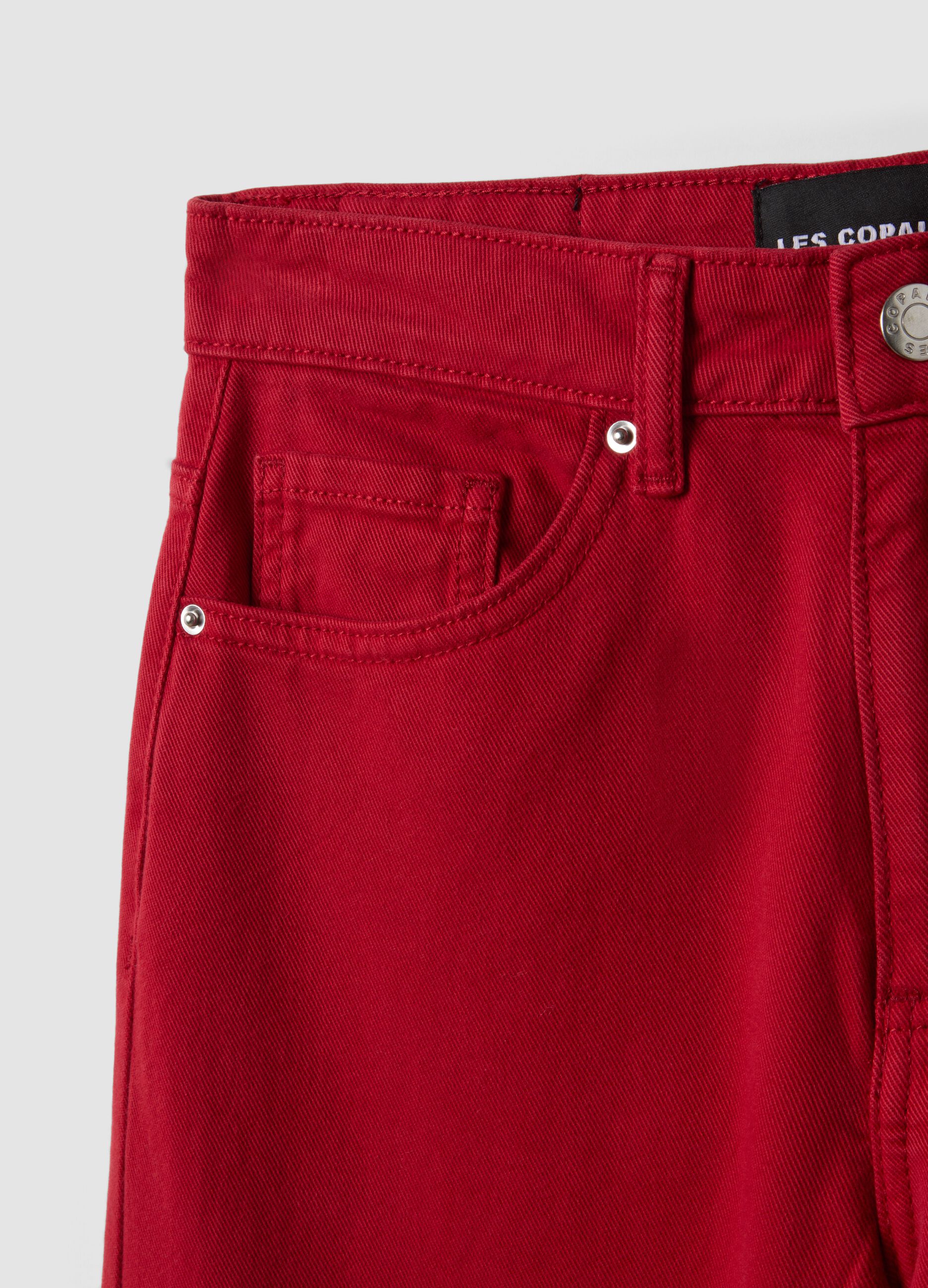 Jeans denim rossi wide leg in puro cotone