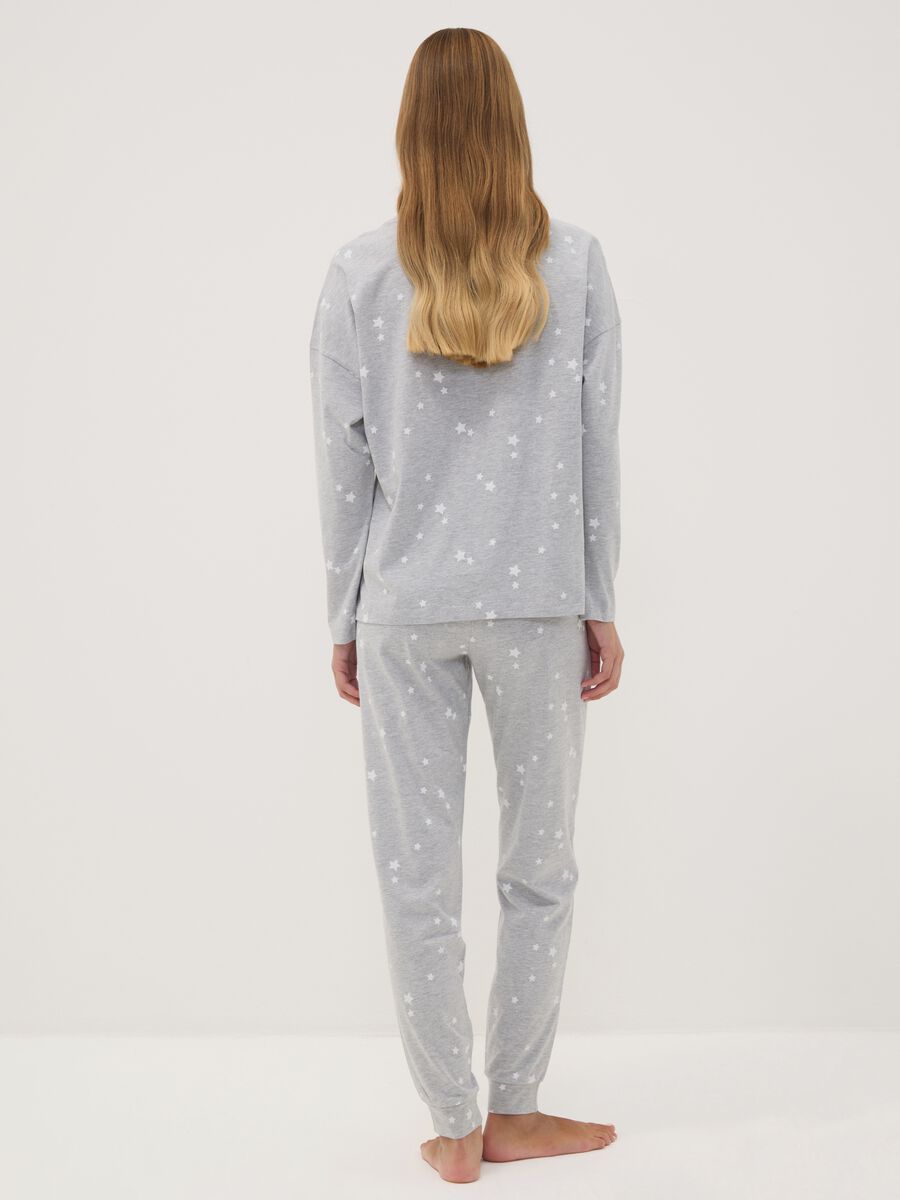Grey crew-neck pyjamas in organic cotton and viscose blend_2
