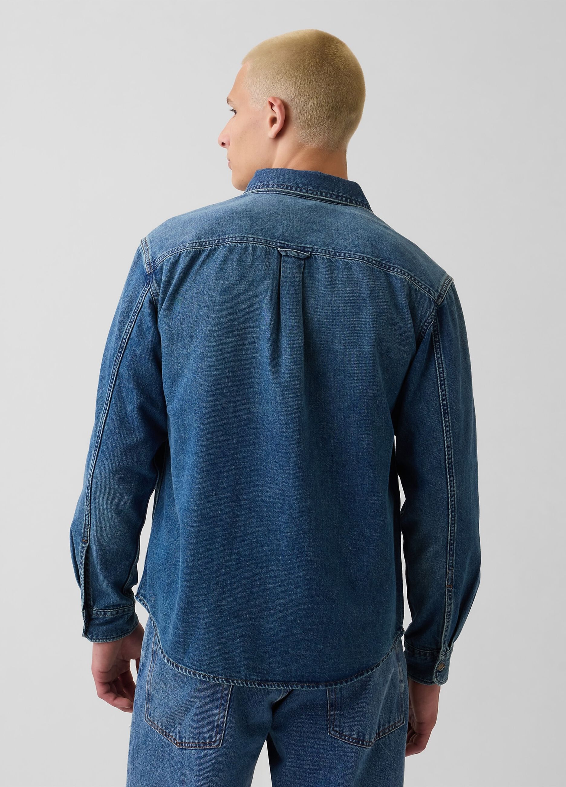 Denim shirt in a cotton and lyocell blend