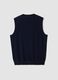 Navy blue pure merino wool gilet with deep V-neck, regular fit_2