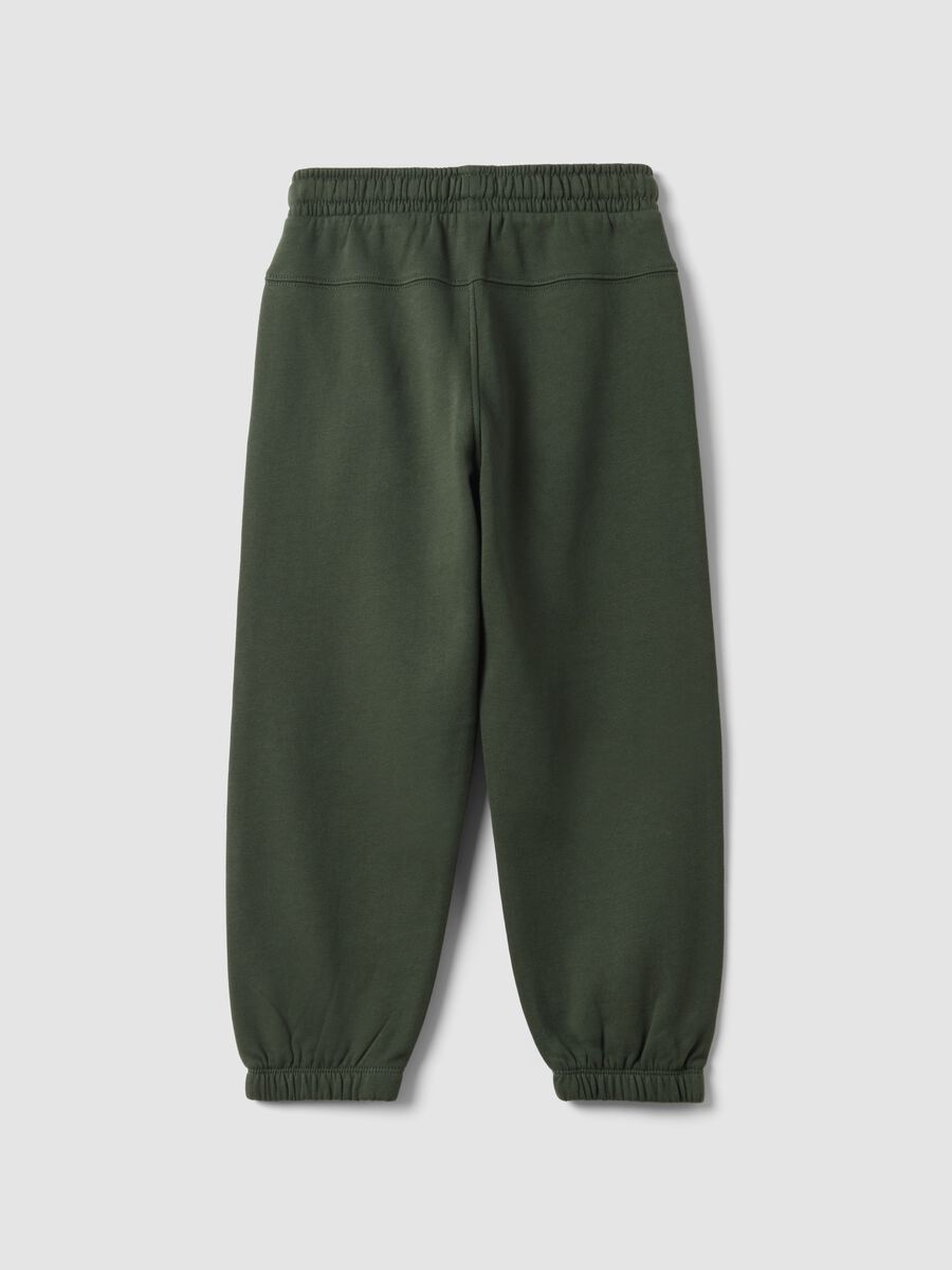 Green pure cotton fleece over-fit jogger trousers_1