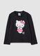 تيشيرت أسود من قطن مطاطي بطبعة Hello Kitty للبنات_0