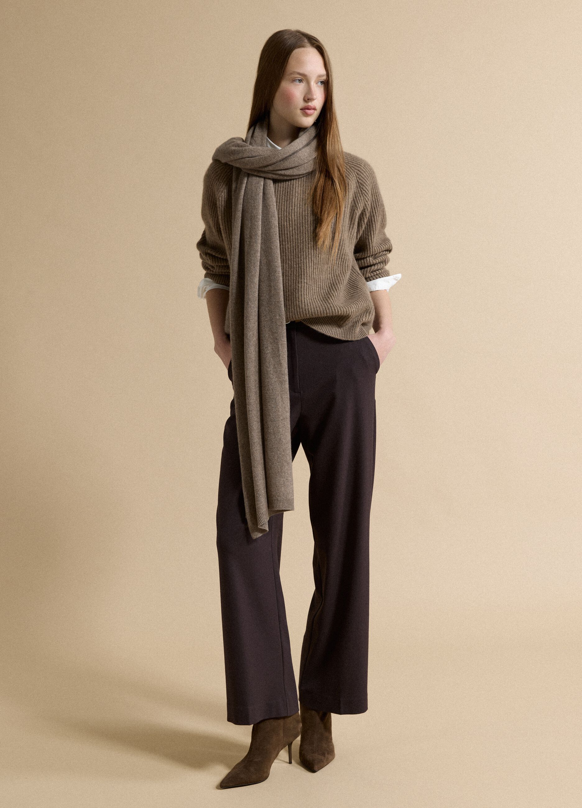 Brown pure cashmere oversized jumper
