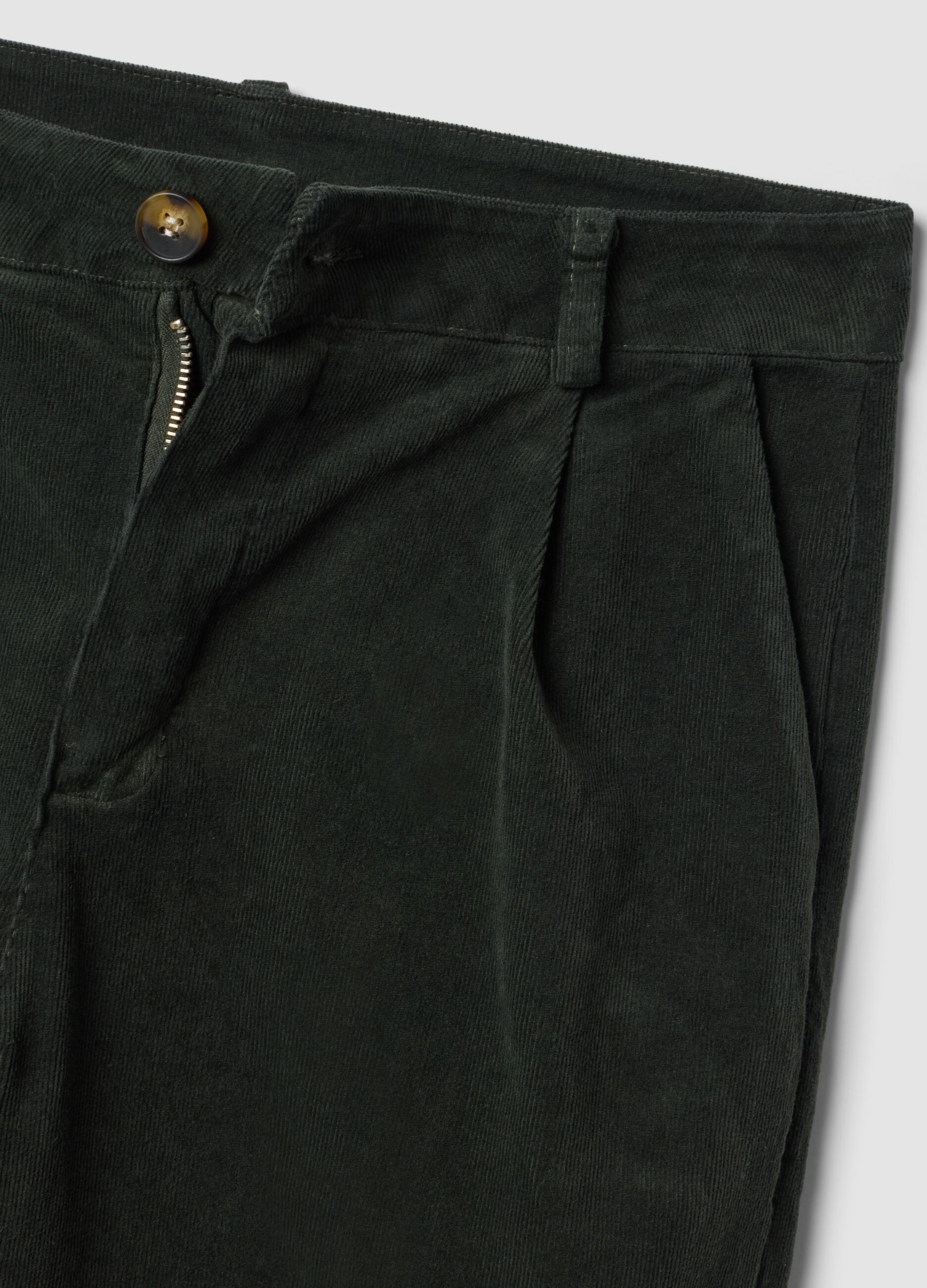 Green regular-fit ribbed stretch-cotton trousers