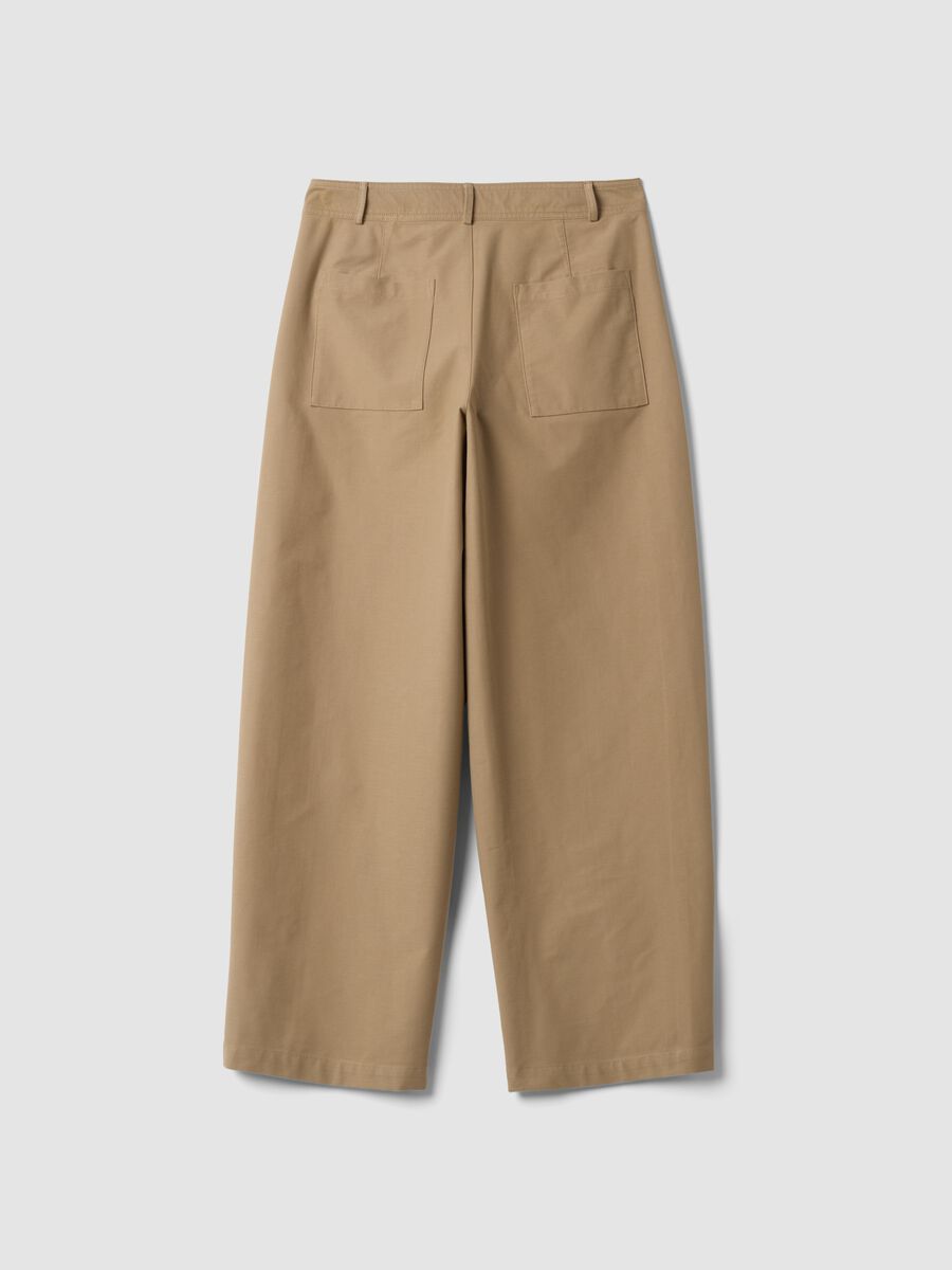 The Iconic Pants beige stretch cotton-blend barrel-fit trousers_2