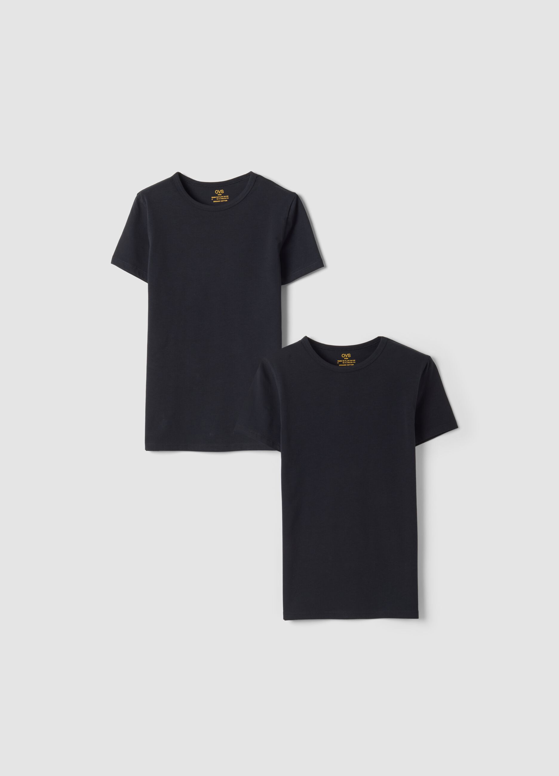 Bipack t-shirt nere in cotone organico elasticizzato girocollo