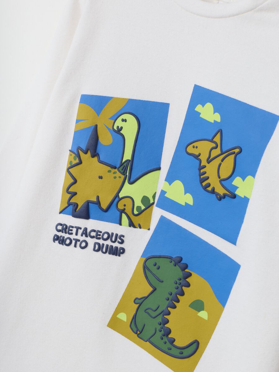 White crew-neck T-shirt in organic stretch cotton_2