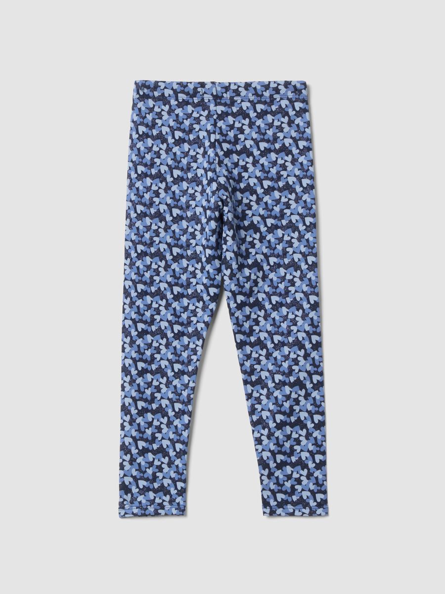 Blue skinny leggings in stretch organic cotton with heart print_1