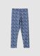 Leggings blu skinny in cotone organico elasticizzato con fantasia a cuori_1