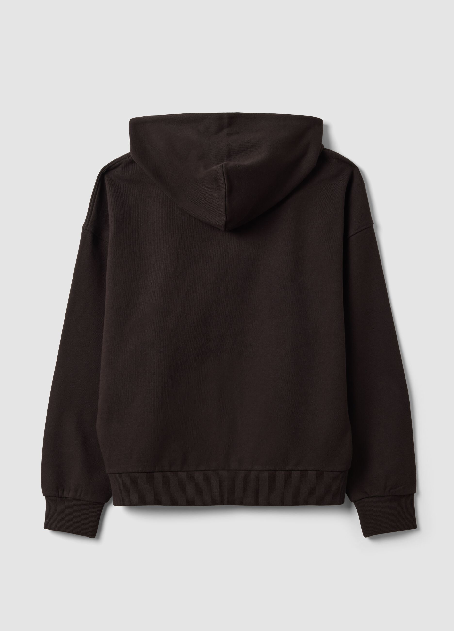Brown cropped pure-cotton hoodie with oversized fit