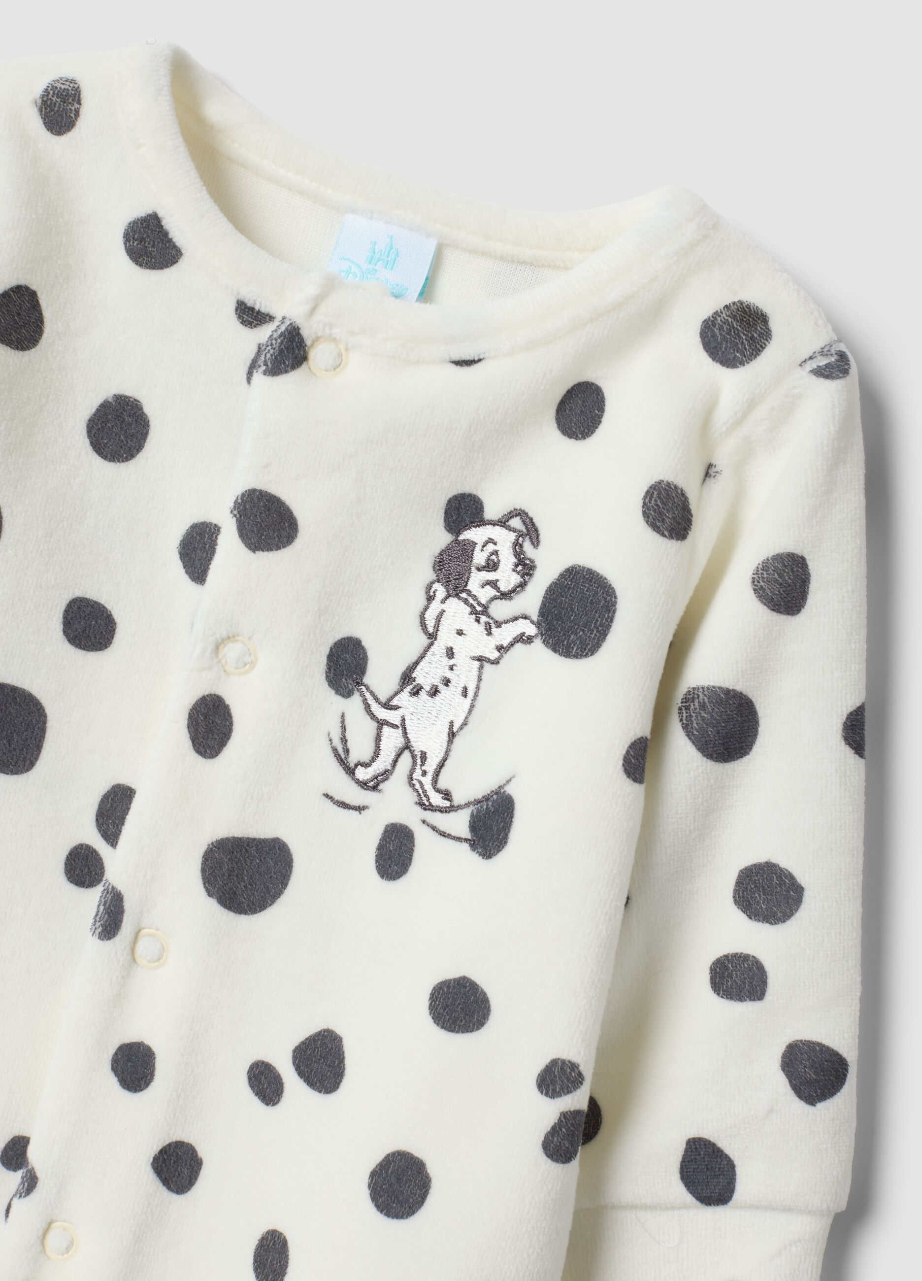2-pack grey and white cotton-blend sleepsuits with 101 Dalmatians print