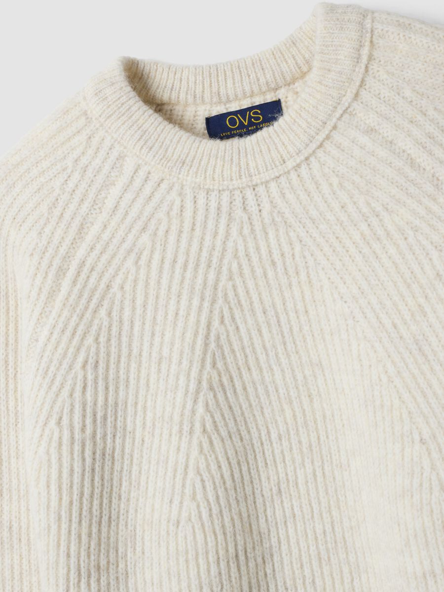 Beige ribbed wool-blend crew-neck jumper_1