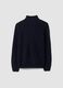 Navy rib-knit zip cardigan with collar, regular fit_6