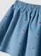Blue ribbed pure cotton skort with floral print_2