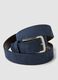 Blue genuine leather belt with metal buckle_2