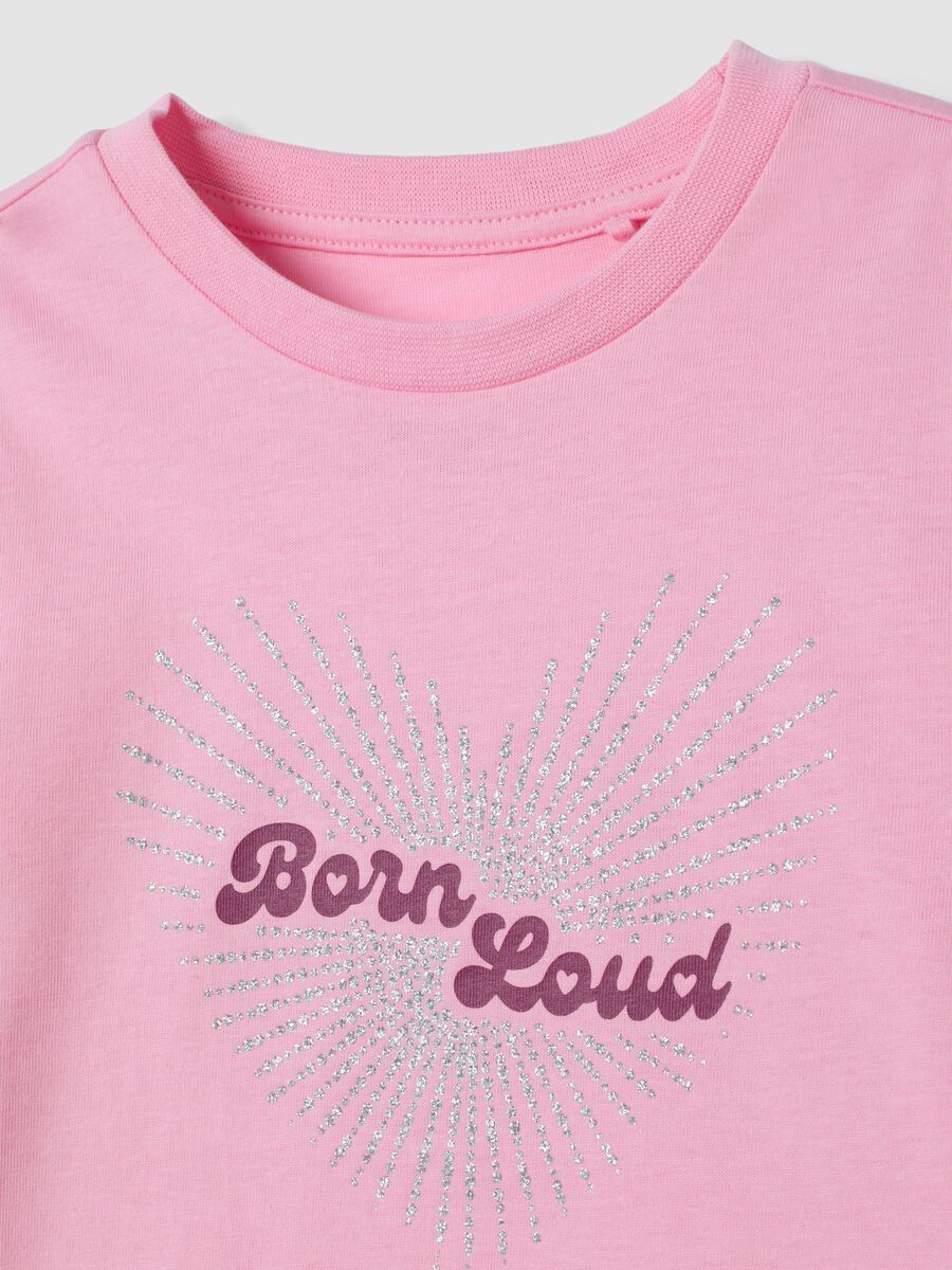Pink crew-neck T-shirt in 100% organic cotton_2