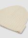 Berretto beige in pura lana a coste_1