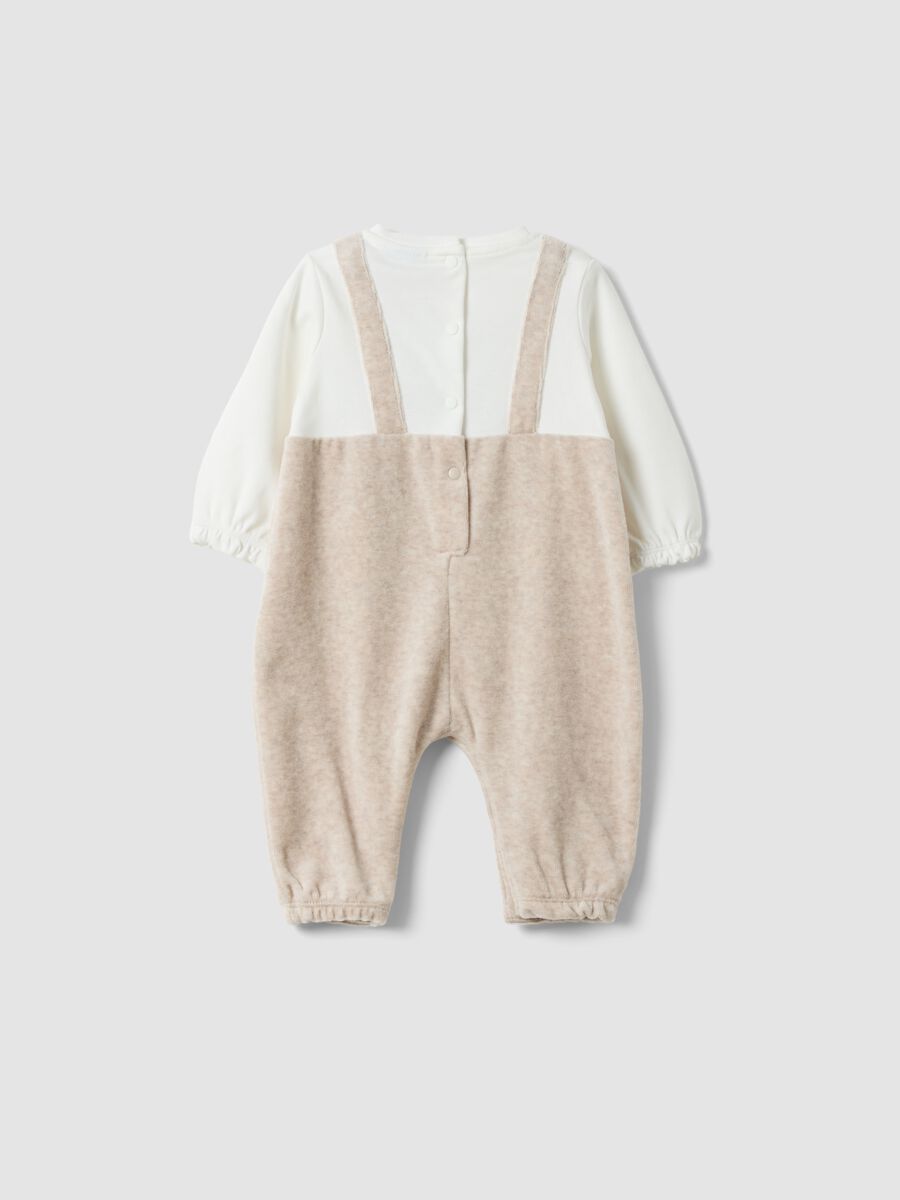 Beige organic cotton-blend babygrow with integrated bodysuit_1