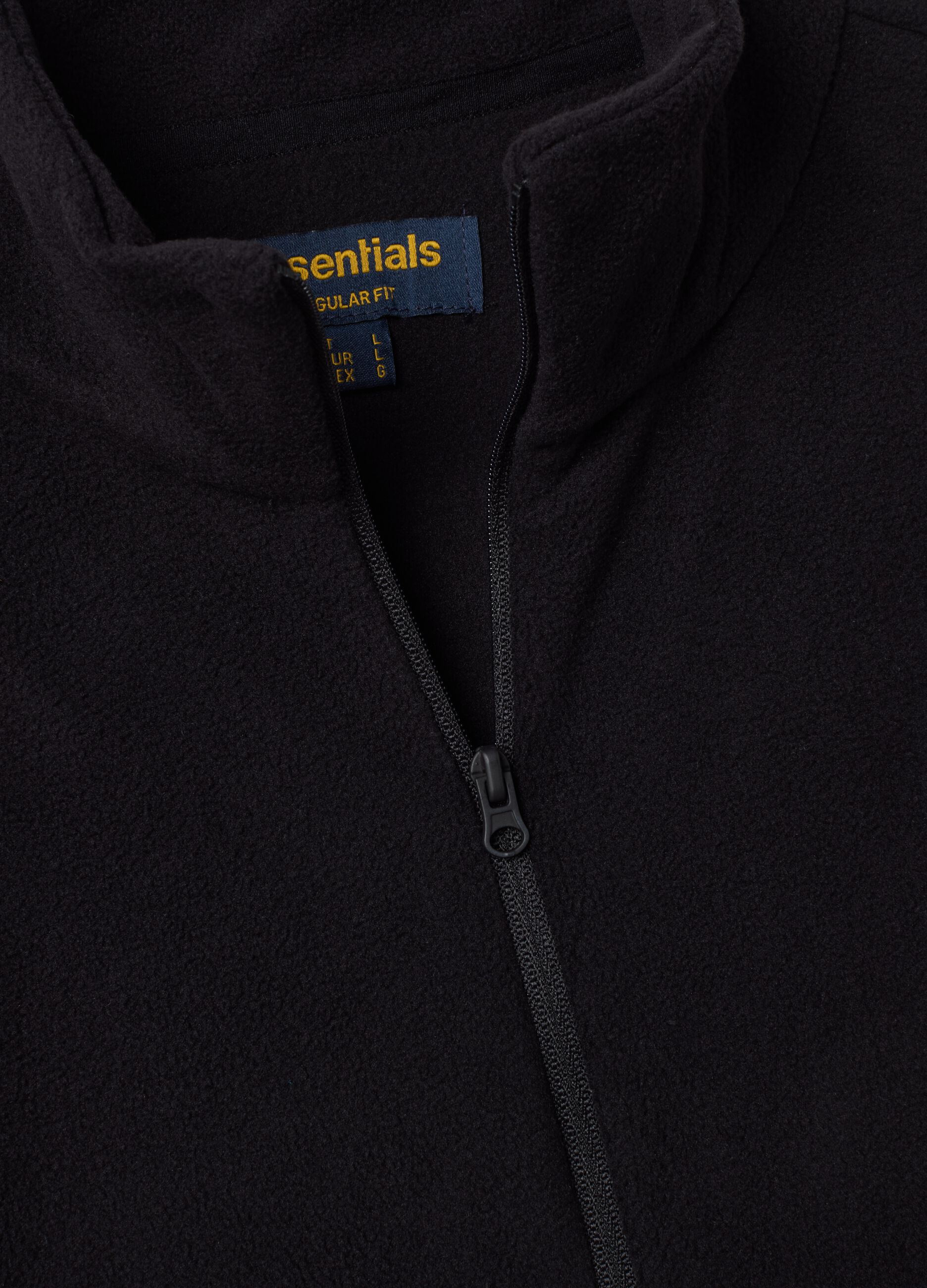 Felpa nera half zip regular fit in pile